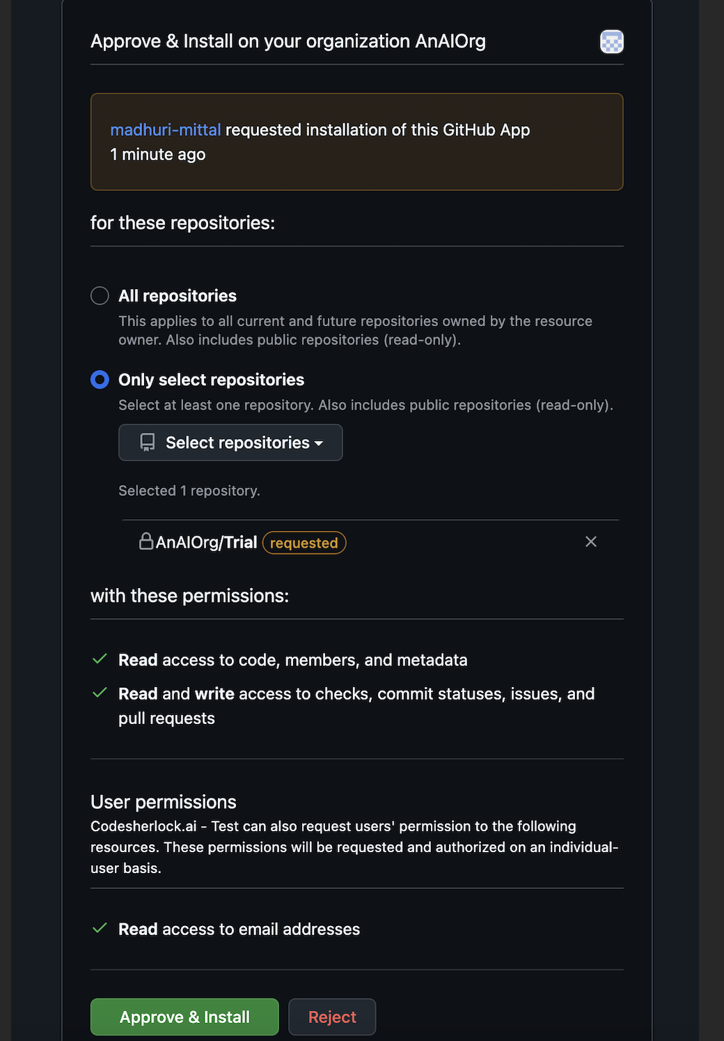 Approves and Install Screen